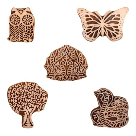Set of 5 Piece New Mix Wooden Printing Block